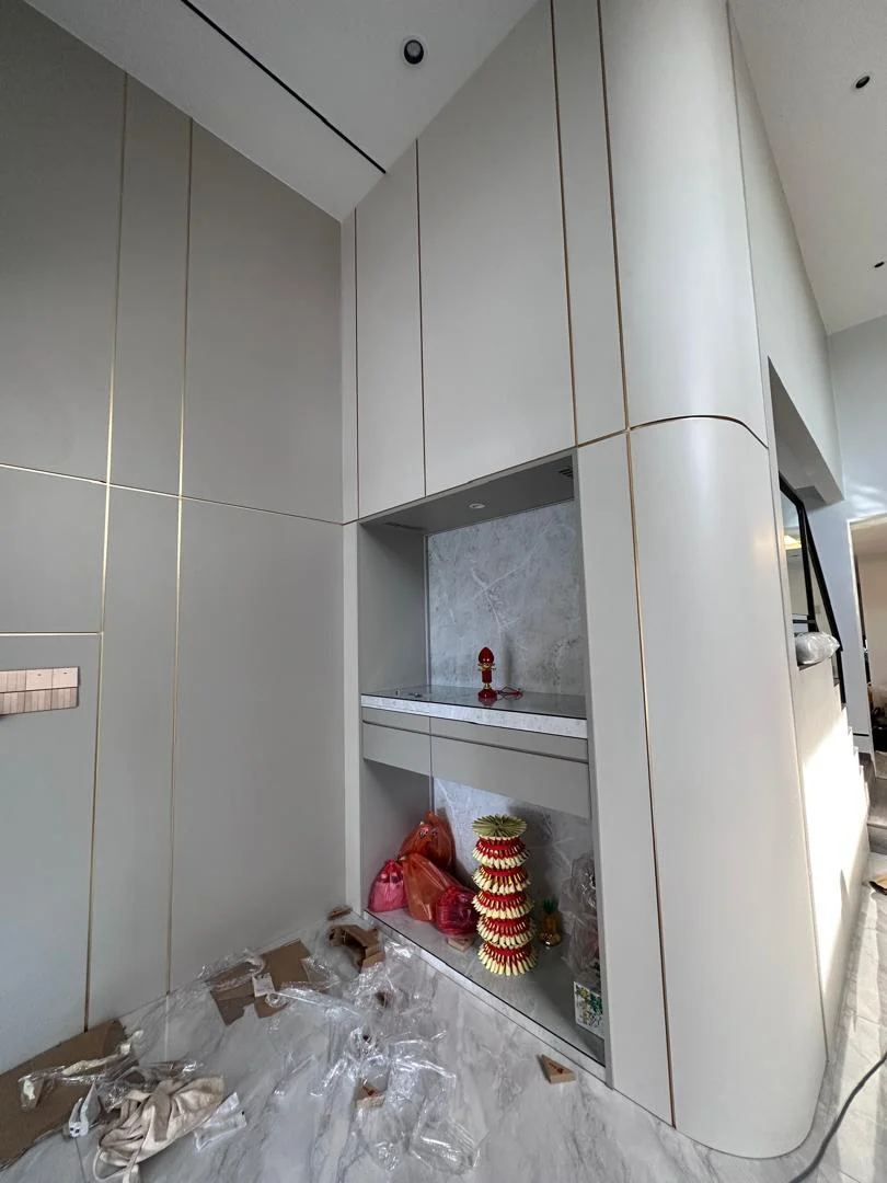 Curved Wall Integrated Altar Cabinet