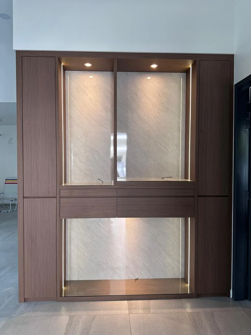 Walnut Altar with Backlit Panels